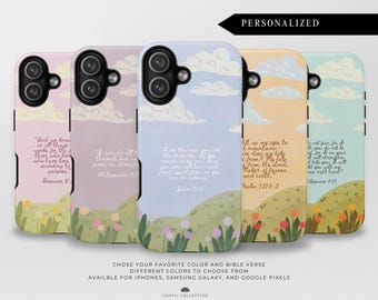 Custom Christian Phone Case with Bible Verse  | Watercolor Cottage Core | iPhone 17 Samsung Galaxy Google Pixel | MagSafe® Option
