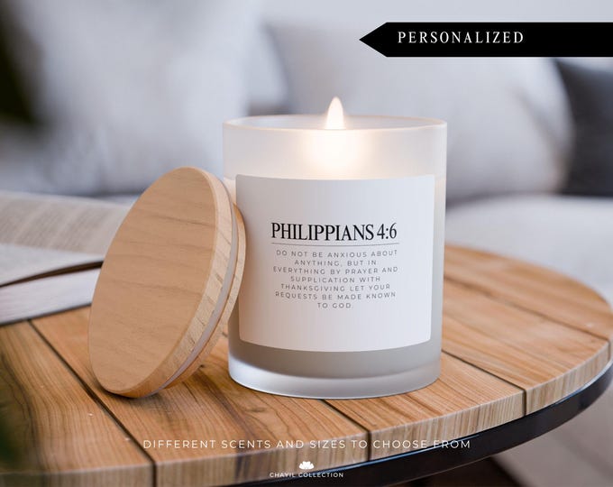 Personalized Scented Candle with Bible verse for Bible Study, Prayer and Meditation (11oz, 9oz, 4oz) | Candle favors | Christian Gift Idea