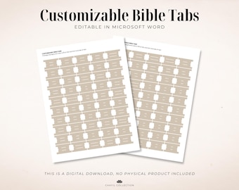 Customizable Printable Bible Tabs | Editable Bible tabs | US Letter Size | Modern, Elegant, Minimalist | Digital Download