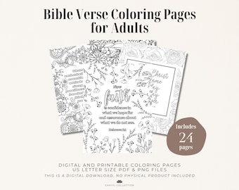 Bible Verse Coloring Pages for Adults | Christian Coloring Book | Memory Verse | 24 Pages | Digital Download
