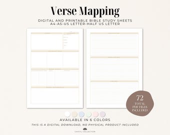 Printable Bible Verse Mapping Sheets: Scripture Study (Digital PDF)