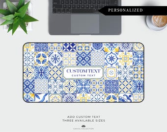 Custom Mediterranean Tile Desk Mat: Personalized Mouse Pad