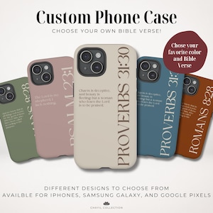 Custom Christian Phone Case with Bible Verse | Minimalist Aesthetic Neutral | iPhone 16 Samsung Galaxy S25 Case Google Pixel Tough Cases