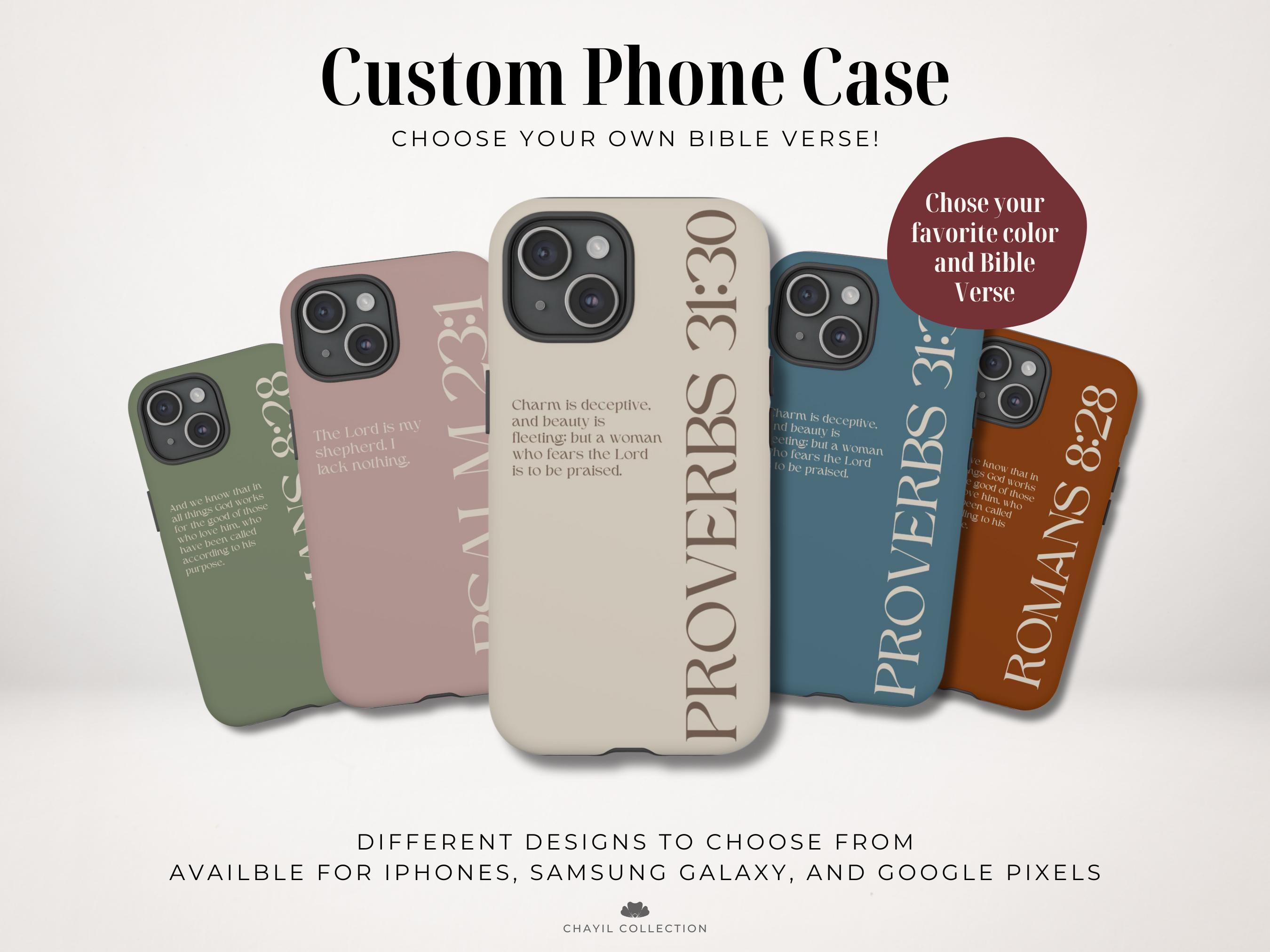 Custom Christian Phone Case with Bible Verse | Minimalist Aesthetic Neutral | iPhone 16 Samsung Galaxy S25 Case Google Pixel Tough Cases