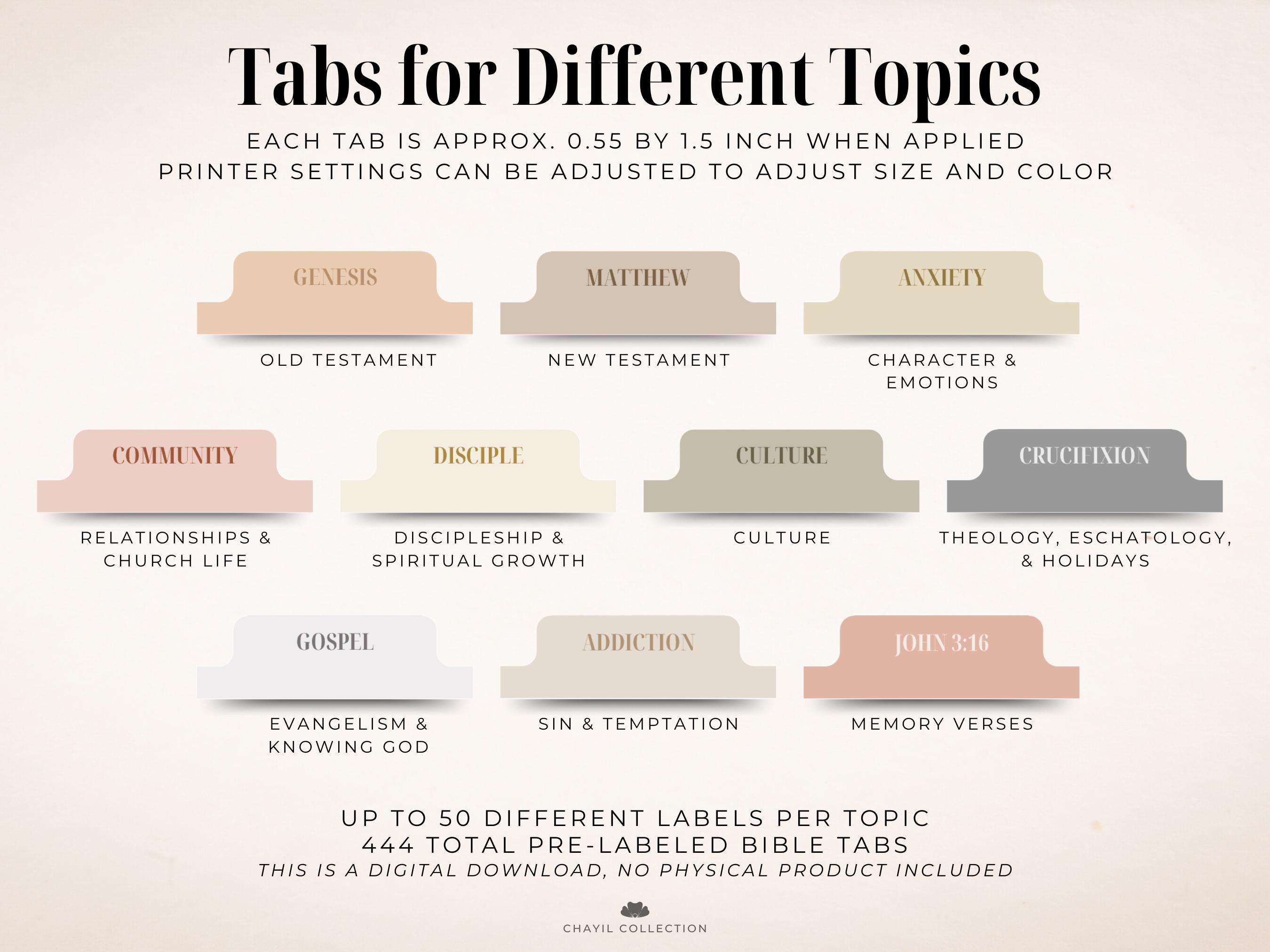Modern and Elegant Printable Bible Tabs | Neutral Color | US Letter PDF ...