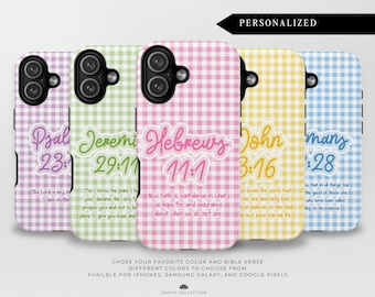 Custom Bible Verse Phone Case | Gingham Design | iPhone, Samsung, Pixel (MagSafe® Option)