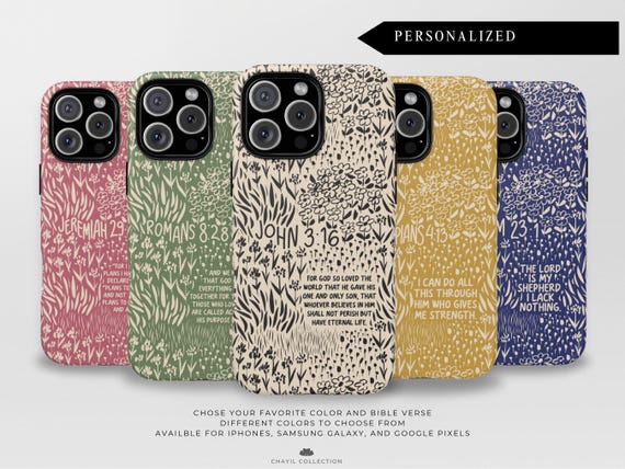 Custom Christian Phone Case with Bible Verse  | Doodle Design Handwritten  | iPhone 17 Samsung Galaxy Google Pixel | MagSafe® Option