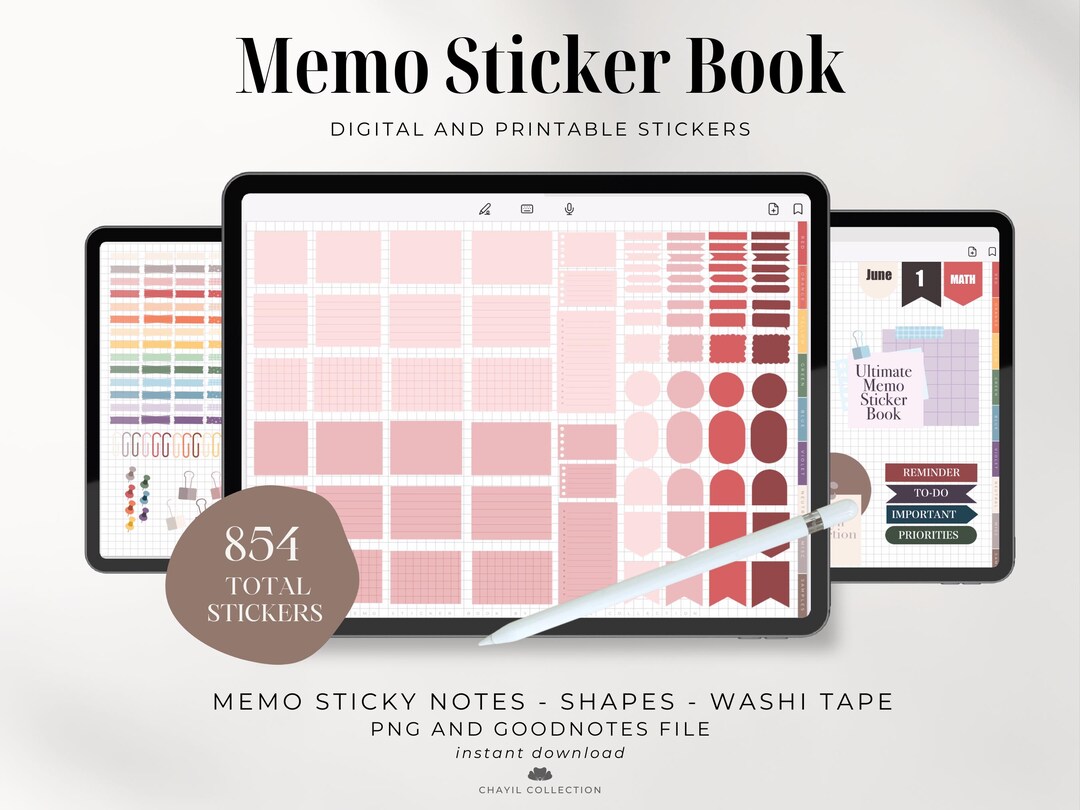 Memo Sticker Kit | Digital Stickerbook | Planning Widgets ...