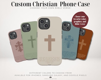 Custom Christian Phone Case with Bible Verse | Minimalist Aesthetic Neutral | iPhone 16 Samsung Galaxy S25 Case Google Pixel Tough Cases