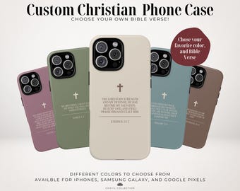 Custom Christian Phone Case with Bible Verse and Cross | Minimalist Aesthetic Neutral | iPhone Samsung Galaxy Google Pixel | MagSafe® Option