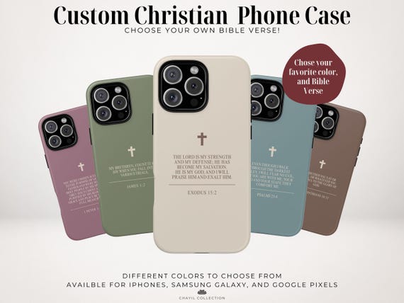 Custom Christian Phone Case with Bible Verse and Cross | Minimalist Aesthetic Neutral | iPhone Samsung Galaxy Google Pixel | MagSafe® Option