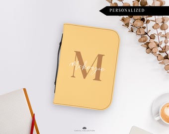 Custom Monogram Bible Cover Carrier for Women or Men with Bible Verse | PU Leather Slip Cover | Christian Gift Idea