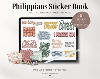 Philippians Stickers | Christian Digital and Printable Stickers | Goodnotes and PNG stickers | Digital Stickerbook | Faith Goodnotes