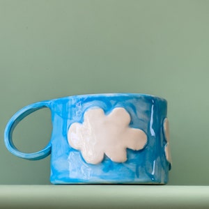 Clouds Ceramic Handmade Pottery Mug Craft Gift Idea Coffee Cup Gift for Her Unique Personalized Birthday Anniversary Gift