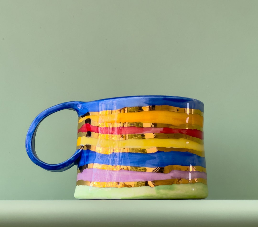 Lines Ceramic Handmade Pottery Mug Craft Gift Idea Coffee Cup Etsy