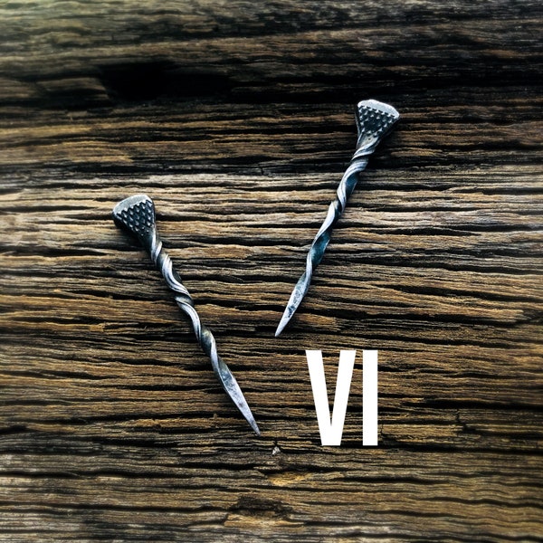 Horseshoe Nail Cowboy Toothpick / Cowboy Toothpick / Western / Western Hat Pin / Cowboy Hat / Hat band / Hat toothpick / Obsidian Twist