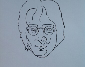 Original Hand Drawn Peace Brush Art John Lennon Beatles