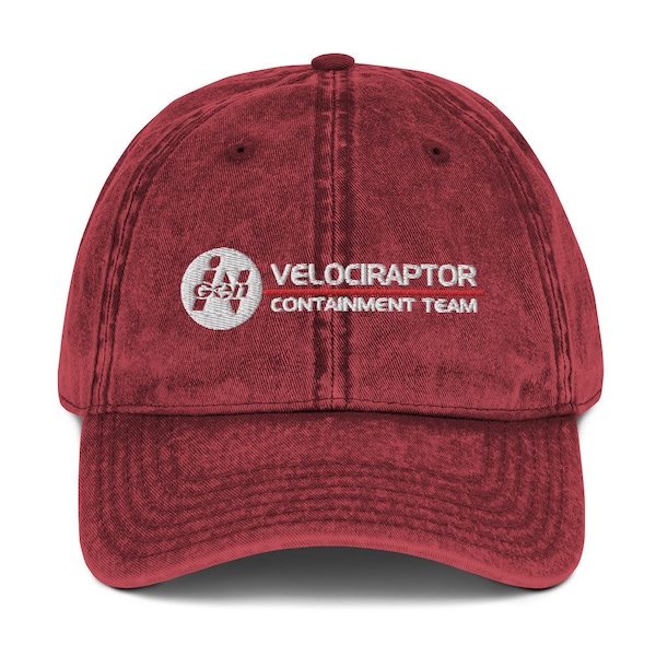 Equipe de contenção do Velociraptor - Boné de sarja de algodão vintage