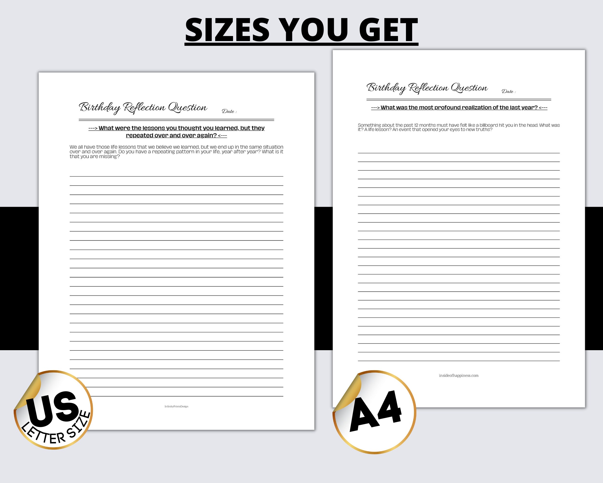 Journal Wih Question Example Birthday Reflection Journal With Questions, Printable PDF for Self ...