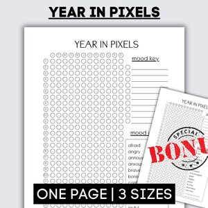 Year in Pixels Printable | Mood Tracker | Daily Moods | Emotional Wellness | Undated Year in Pixels | Printable Planner Insert