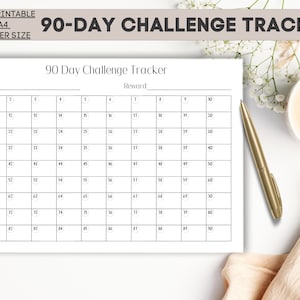 90-Day Challenge Tracker PDF Printable, Landscape, Habit Tracker, Goal Setting, Progress Tracker, Planner Insert, Digi Download