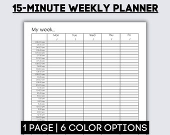 15-Minute Weekly Planner: Productivity Schedule (PDF)