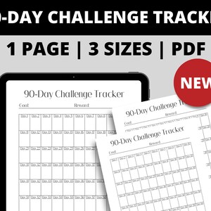 90-Day Challenge Tracker Printable PDF, Minimalist Design Progress Tracker, A4, A5, US Letter size, Habit Development, Planner Insert