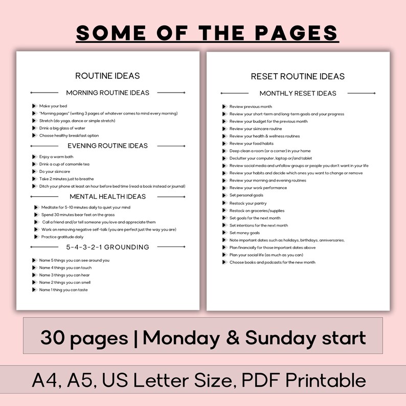 ADHD Todo Lists and Routines Planner With Review and Reset Pages