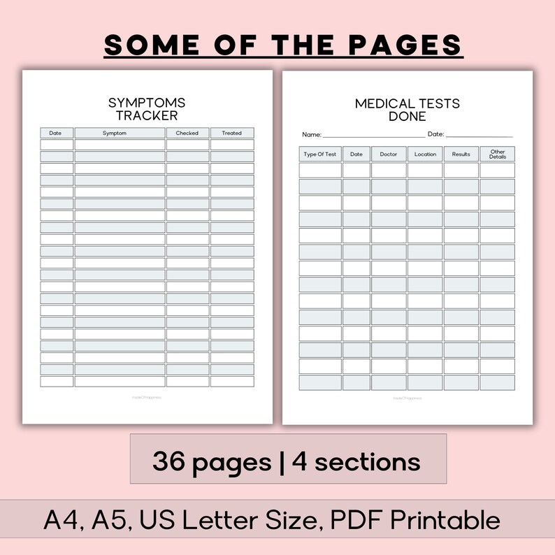 Medical Binder Printable for General Health Records Keeping Etsy