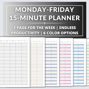 15 Minute Weekly Planner Page, Printable 15-minute Planner, Appointment ...