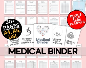 Medical Binder Printable for General Health Records, Keeping Family History, Doctors Appointments, Medication Tracker, Health Goals