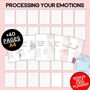 May include: A digital printable workbook with over 40 pages for processing emotions. The workbook includes sections on exploring emotions, processing your many emotions, nurturing your emotions, and growth and transformations. A bonus self-care planner is also included.