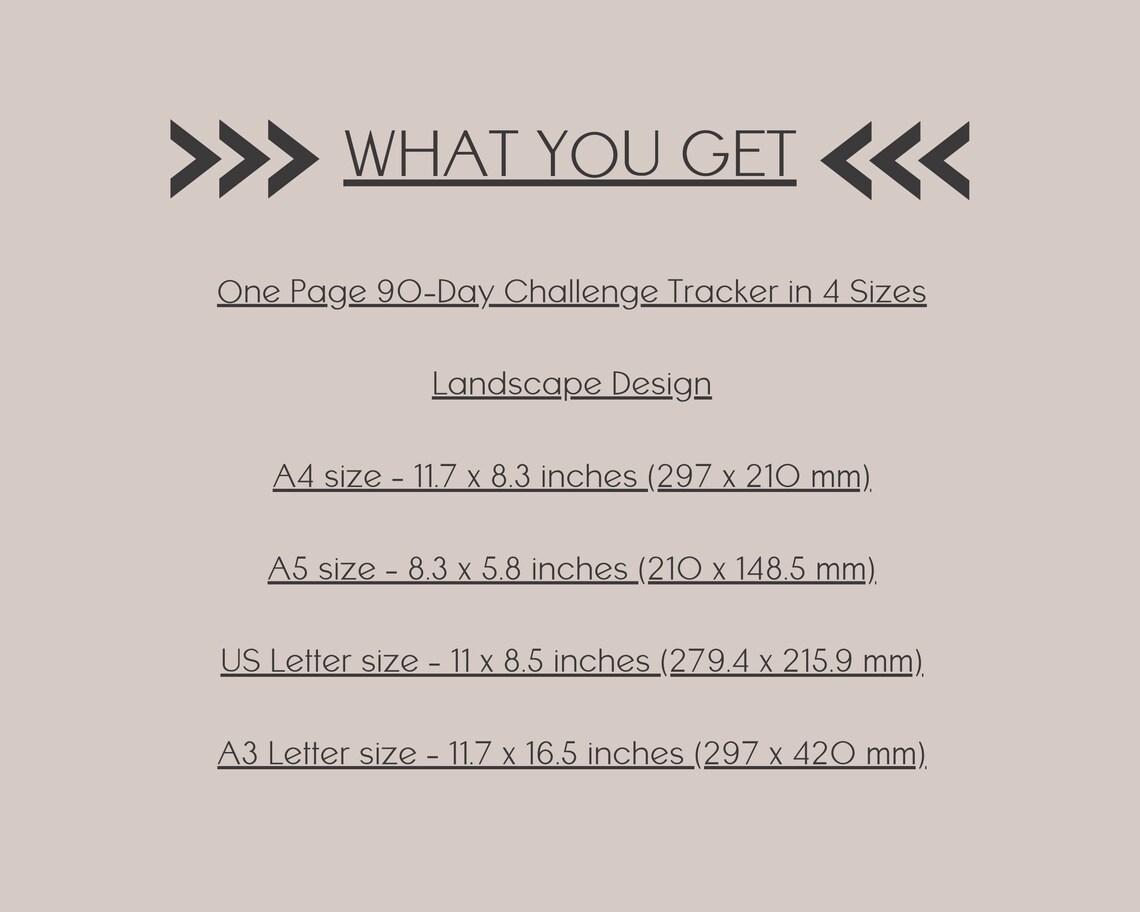 90-day Challenge Tracker Printable PDF, Landscape, Instant Download ...