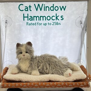Cat Window Hammock with matching biscuit pillow - Orange Triangles