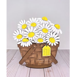 Interchangeable Daisy Basket, Shelf Decor, Flower Decor