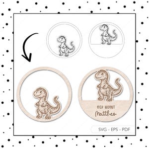 Laserbestand kinderkamer teken dinosaurus deur teken SVG deurring dino naamplaat gesneden bestand dinosaurus lasergesneden digitale download 812