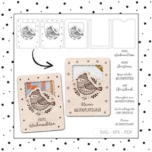 Archivo láser Paquete de vales de regalo de dinero de Navidad SVG EPS PDF tarjeta de regalo Regalo de Navidad Corte láser Descarga digital v575