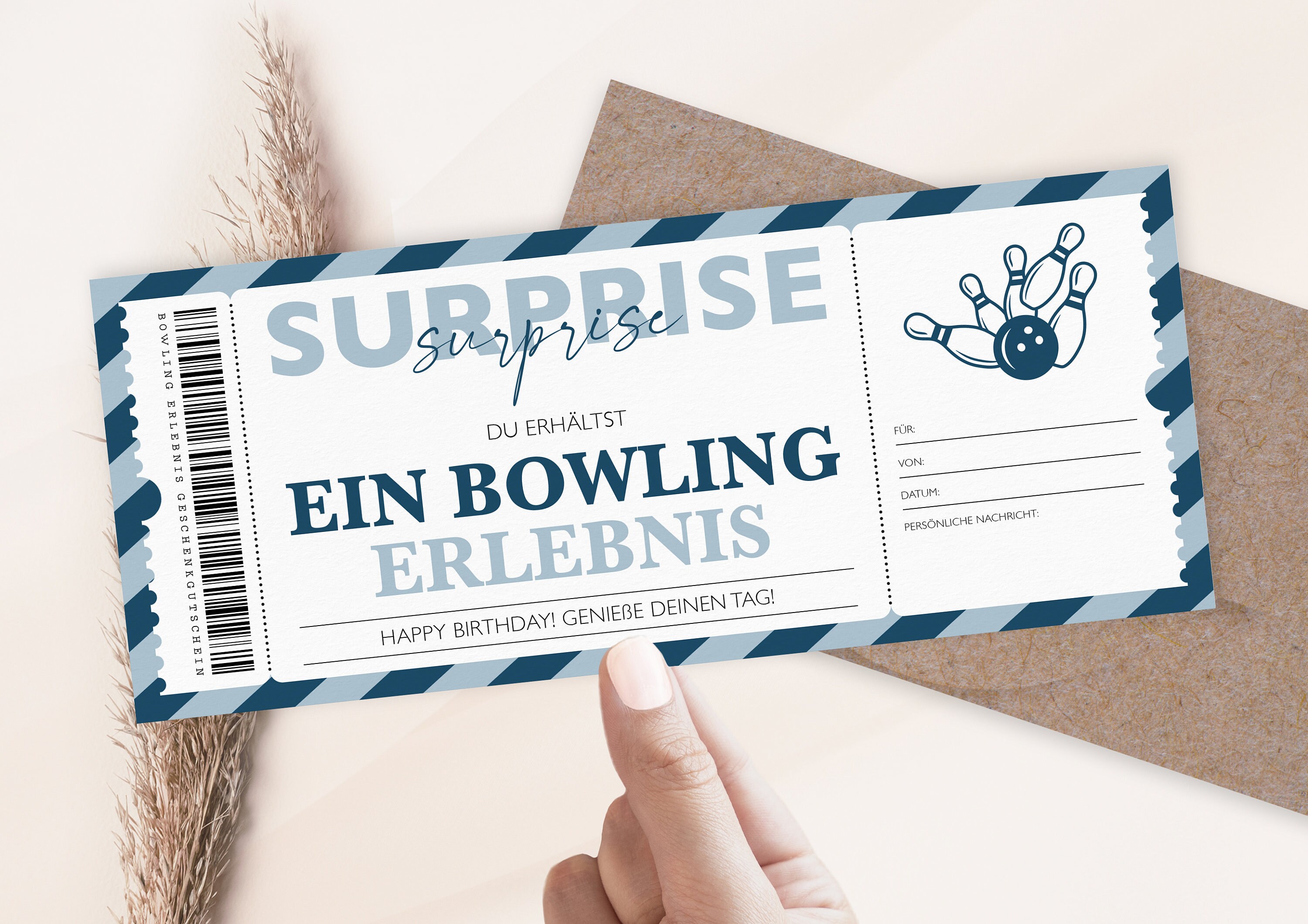 Personalized Voucher Bowling Ticket Instant Download Bowling Etsy