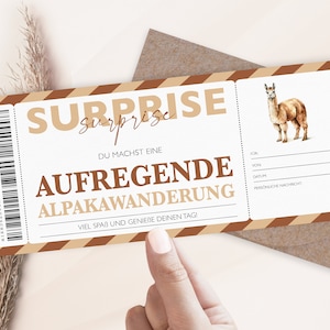 Personalisierter Gutschein Alpakawanderung Ticket PDF Download Alpaka Ausflug Bearbeitbare Gutscheine Zum Ausdrucken Und Zum Ausfüllen v2 Bild 4