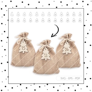 Laserdatei Adventskalender Zahlen SVG Advent Tannenbaum Laser Datei 742