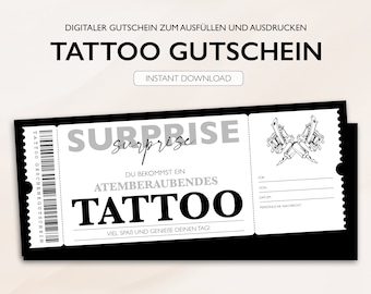 Personalisierter Gutschein Tattoo Ticket PDF Download Tattoogutschein Gutscheinkarte Bearbeitbare Gutscheine Zum Ausdrucken Zum Ausfüllen v2