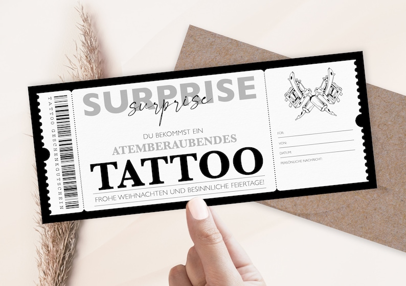 Personalisierter Gutschein Tattoo Ticket PDF Download Weihnachten Tattoogutschein Gutscheinkarte Gutscheine Zum Ausdrucken Zum Ausfüllen Bild 4