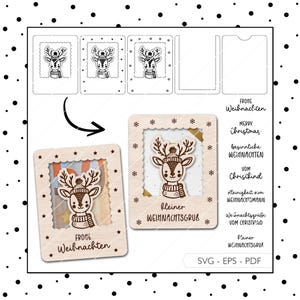 Fichier laser Cadeau d’argent de Noël SVG EPS PDF Emballage de bon de renne Cadeau de Noël Laser Cut Digital Download v546