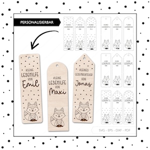 Segnalibro volpe file laser SVG EPS DXF aiuto per la lettura regalo per bambini in età scolare che inizia il download digitale con taglio laser della scuola 211