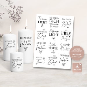 Candle tattoos mourning lettering memorial light PDF candles water slide film for block candles pillar candles candle decoration | for printing