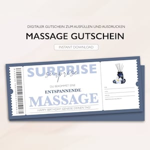 Personalisierter Gutschein Massage Ticket PDF Download Massagegutschein Gutscheinkarte Bearbeitbare Gutscheine Zum Ausdrucken Zum Ausfüllen