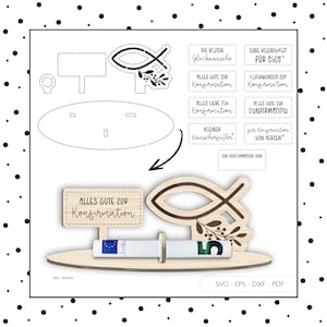 Fichier laser argent cadeau confirmation SVG EPS DXF billet de banque porte-monnaie Laser Cut Digital Download v129