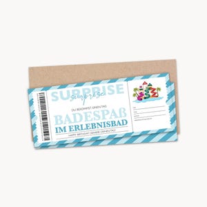 Cupón personalizado ticket piscina aventura PDF descarga piscina Baden Cupones editables para imprimir y rellenar