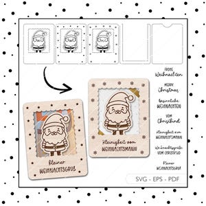 Laserdatei Weihnachten Geldgeschenk Weihnachtsmann Gutschein Verpackung SVG EPS PDF Weihnachtsgeschenk Laser Cut Digitaler Download v545