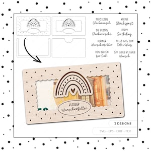 Archivo láser sobre dinero regalo SVG EPS DXF vector tarjeta de regalo sobre arco iris titular de dinero corte láser descarga digital v273